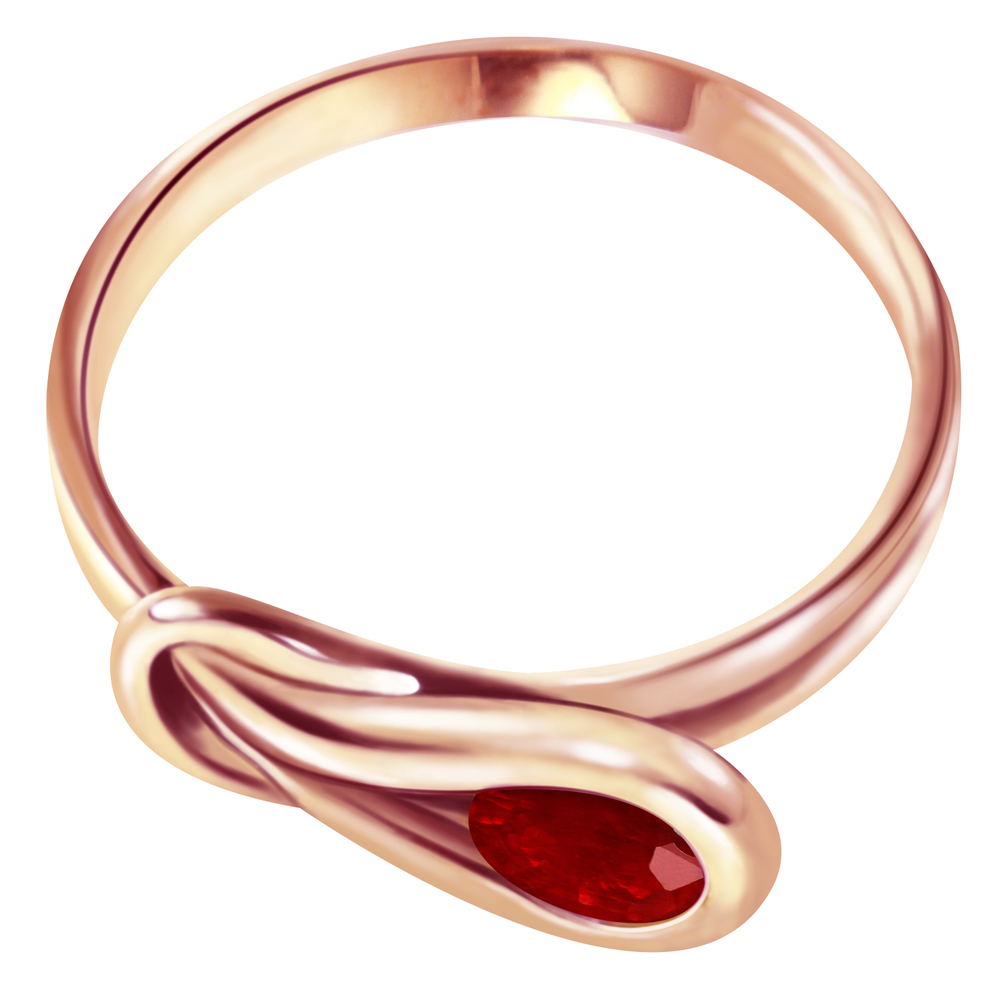 14K. SOLID GOLD RING WITH NATURAL RUBY (Rose Gold) - Picture 2 of 2